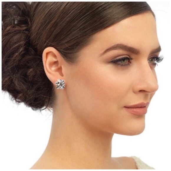 KATE SPADE • Silver Bourgeois Bow Earrings - Picture 2 of 3